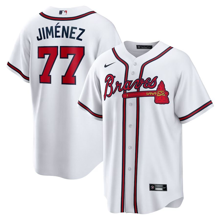 Men Atlanta Braves #77 Joe Jimenez Nike White Home Replica Player MLB Jersey->atlanta braves->MLB Jersey